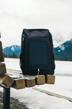 Logotrade promotional product image of: Pedro AWARE™ RPET deluxe backpack with 5W solar panel