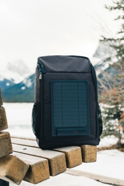 Logo trade promotional items image of: Pedro AWARE™ RPET deluxe backpack with 5W solar panel