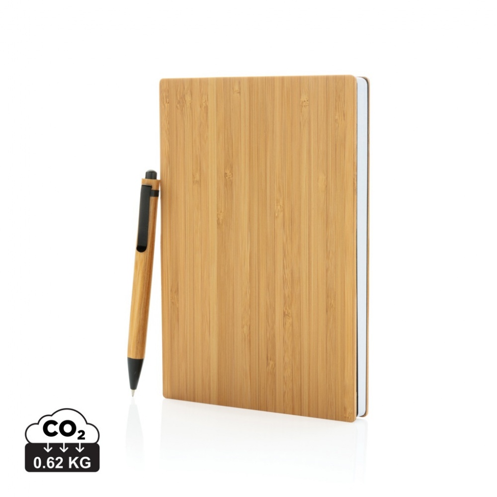 Logo trade corporate gifts picture of: A5 Bamboo notebook & pen set