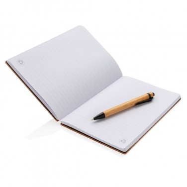 Logo trade promotional merchandise photo of: A5 Bamboo notebook & pen set