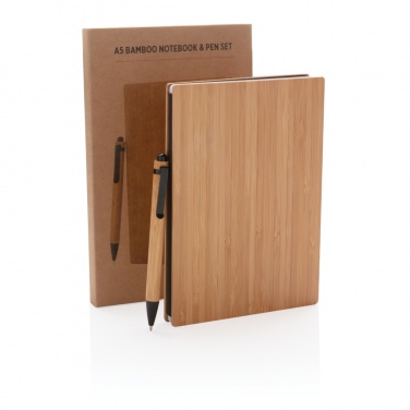 Logo trade advertising products image of: A5 Bamboo notebook & pen set