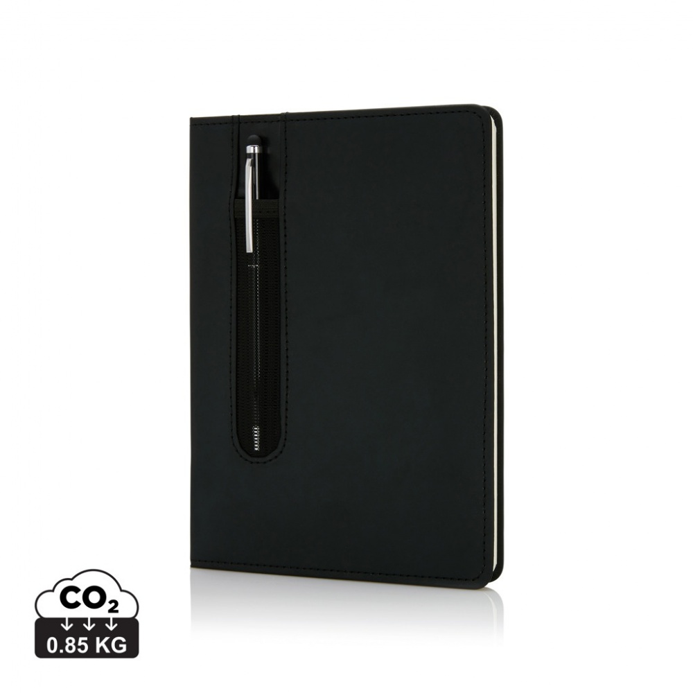 Logo trade promotional gifts image of: Standard hardcover PU A5 notebook with stylus pen