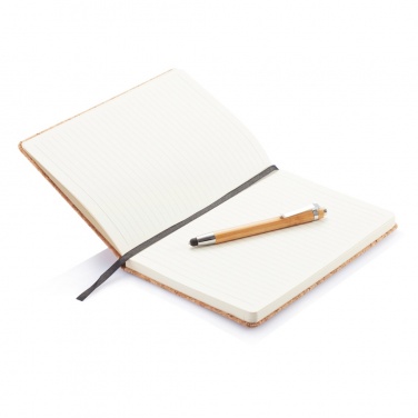 Logotrade promotional item picture of: A5 notebook with bamboo pen including stylus