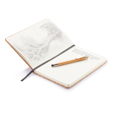 Logotrade advertising product picture of: A5 notebook with bamboo pen including stylus