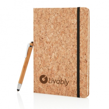 Logo trade advertising products picture of: A5 notebook with bamboo pen including stylus
