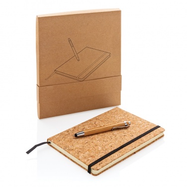 Logo trade promotional items picture of: A5 notebook with bamboo pen including stylus