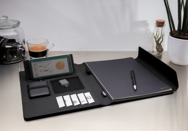 Logotrade promotional merchandise image of: Fiko 5W wireless charging portfolio A4 with powerbank