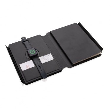Logo trade corporate gifts picture of: Swiss Peak RCS rePU notebook with 2-in-1 wireless charger