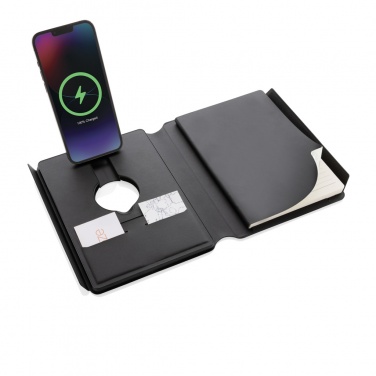 Logo trade promotional products image of: Swiss Peak RCS rePU notebook with 2-in-1 wireless charger