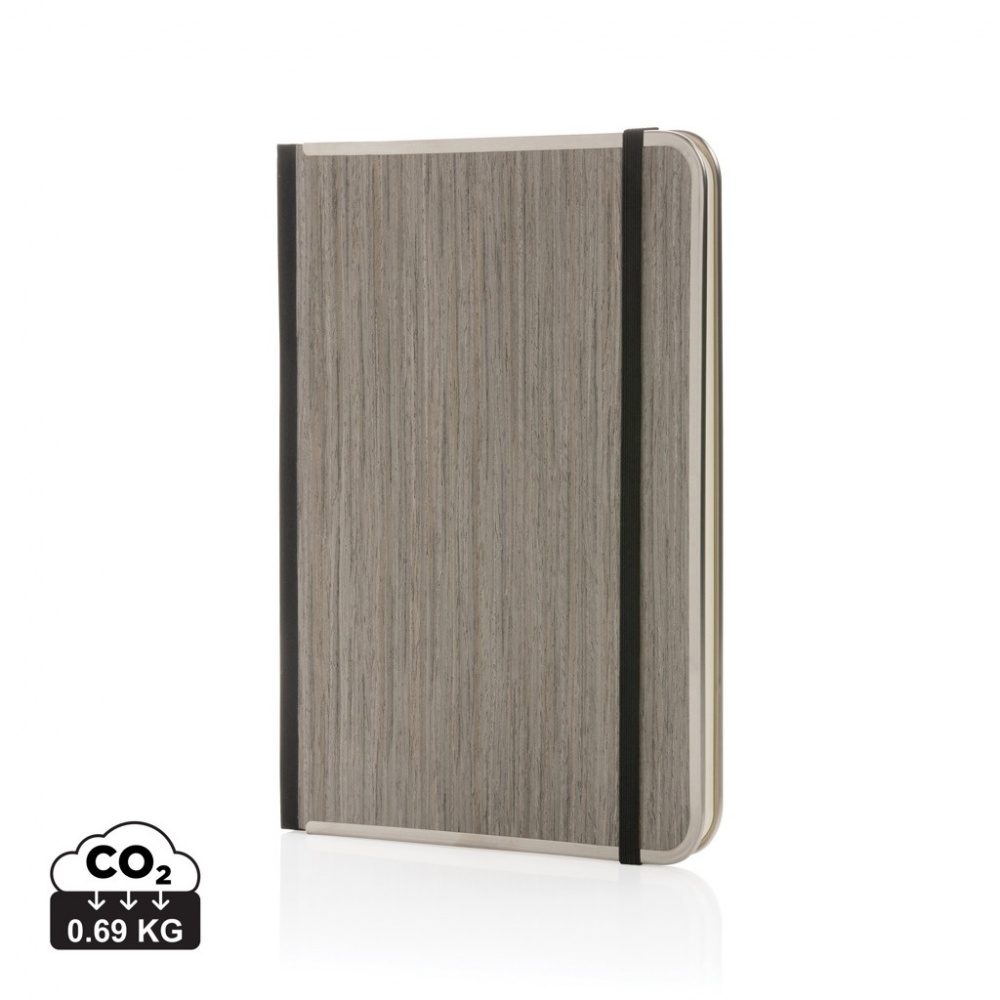 Logo trade promotional giveaways image of: Treeline A5 wooden cover deluxe notebook