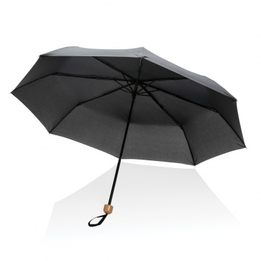 Logo trade advertising products image of: 20.5" Impact AWARE™ RPET 190T Pongee bamboo mini umbrella