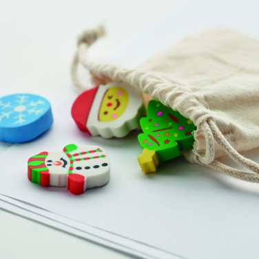 Logo trade promotional giveaway photo of: Set of 4 Christmas erasers