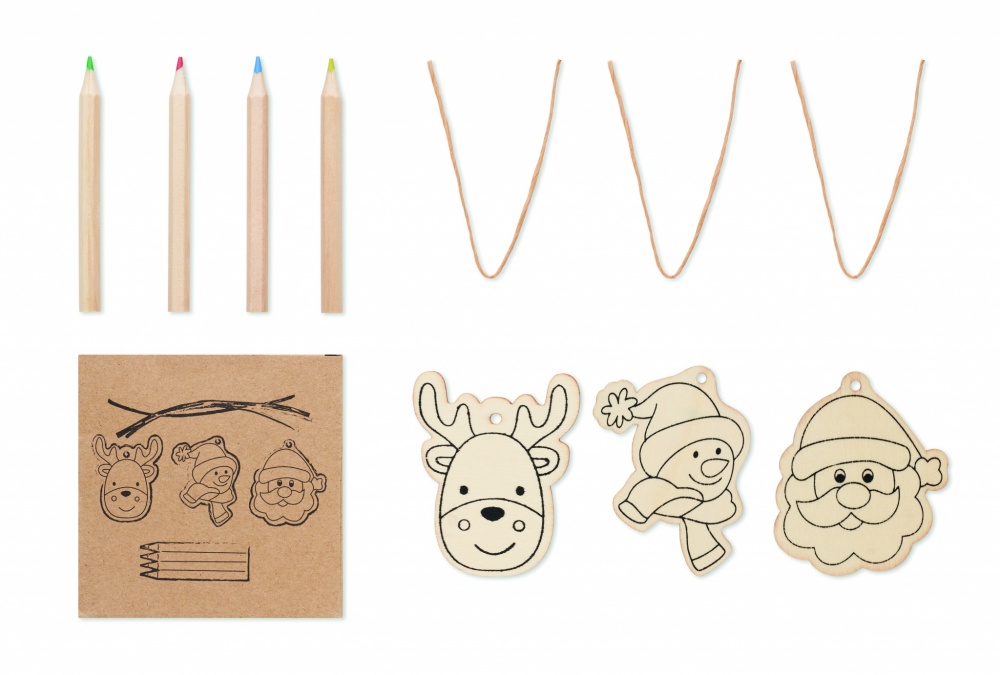 Logotrade promotional merchandise image of: Drawing wooden ornaments set