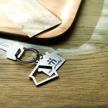 Logotrade promotional gift image of: Metal key ring house shape Jyvaskyla