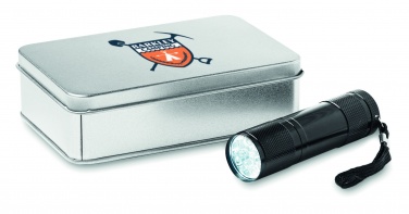 Logo trade promotional giveaways picture of: LED torch in tin box