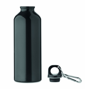 Logotrade promotional item picture of: 500 ml single-walled water bottle made of recycled aluminum with a carabiner