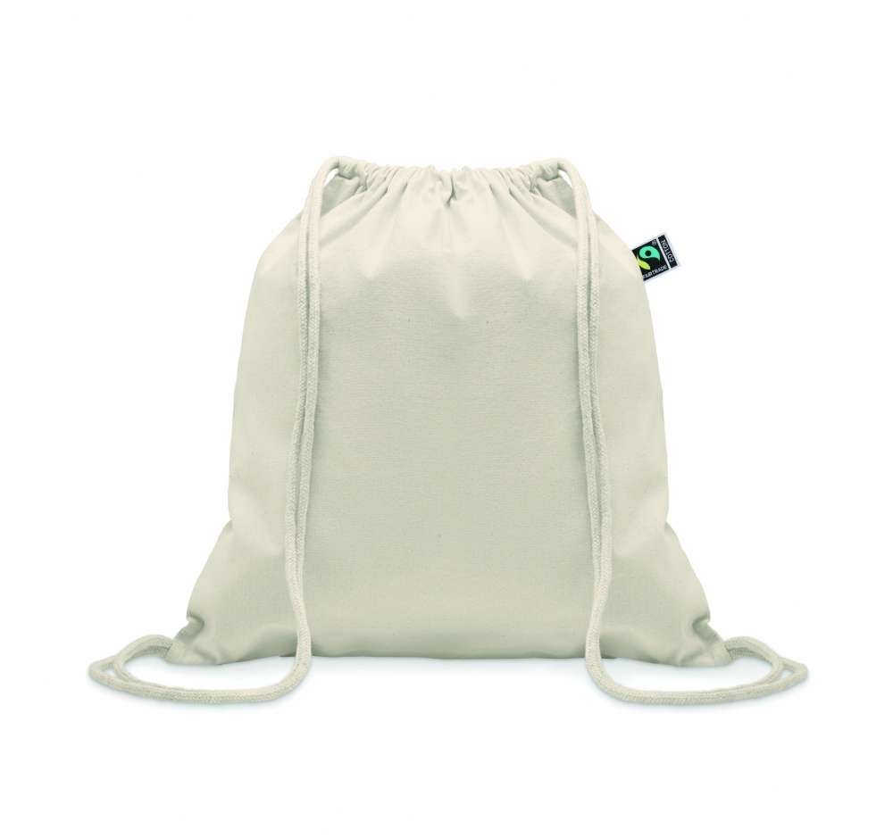 Logo trade promotional gifts image of: Drawstring bag Fairtrade
