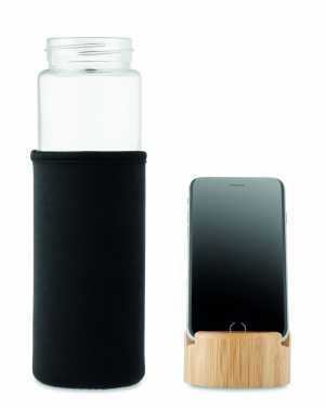 Logo trade promotional items image of: Glass bottle bamboo lid 600ml