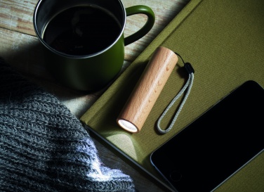 Logo trade advertising product photo of: Beech wood rechargeable torch