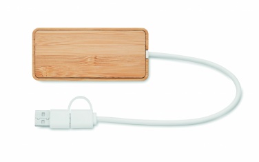 Logo trade corporate gifts image of: Bamboo USB 3 ports hub