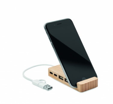 Logo trade promotional giveaways image of: Bamboo USB 4 ports hub