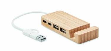 Logo trade promotional merchandise image of: Bamboo USB 4 ports hub