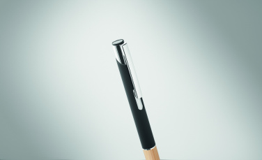 Logo trade promotional item photo of: Ballpoint pen made of aluminum with a bamboo grip