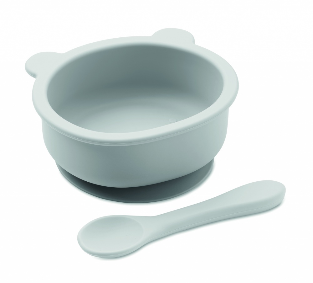 Logo trade promotional giveaways image of: Silicone spoon, bowl baby set