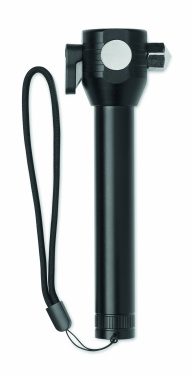 Logotrade promotional product image of: 3-in-1 aluminum flashlight with an emergency hammer and seatbelt cutter, customizable with printing