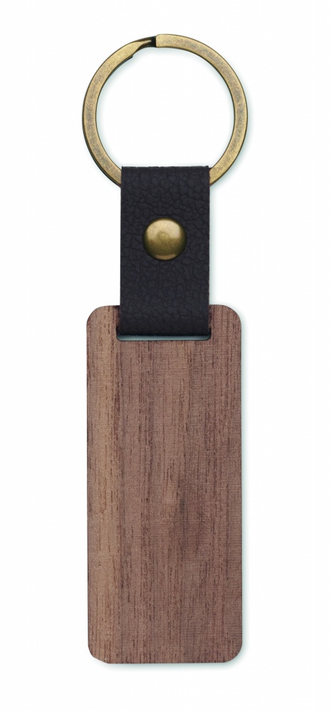 Logotrade promotional merchandise photo of: Key ring in walnut and PU Kokkola