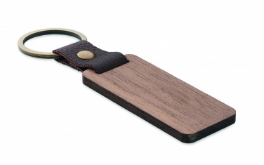 Logo trade promotional gifts picture of: Key ring in walnut and PU Kokkola