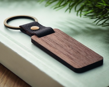 Logotrade promotional merchandise image of: Key ring in walnut and PU Kokkola