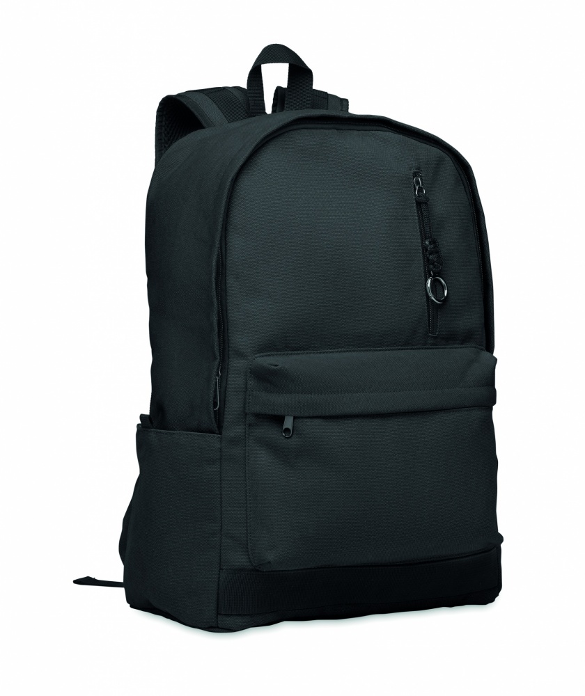 Logo trade promotional giveaways image of: A 15-inch laptop backpack made of recycled pre-consumer cotton with customizable printing