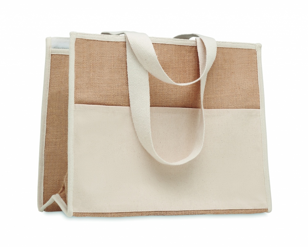 Logo trade promotional merchandise picture of: Jute and canvas cooler bag