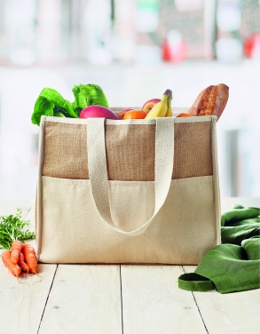 Logo trade promotional merchandise image of: Jute and canvas cooler bag