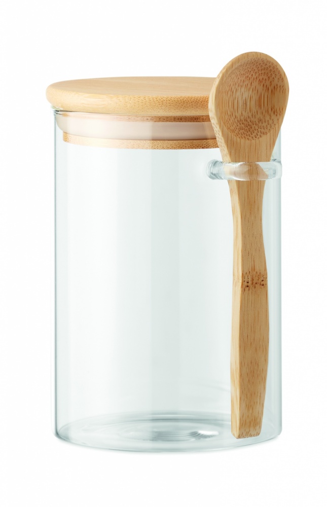 Logo trade promotional giveaways picture of: Glass jar with spoon 600 ml