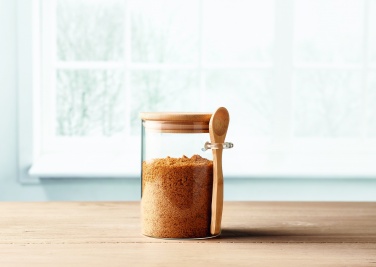 Logo trade promotional giveaways image of: Glass jar with spoon 600 ml