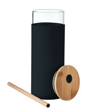 Logo trade corporate gifts picture of: Glass tumbler 450ml bamboo lid