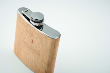Logo trade promotional giveaways image of: Bamboo slim hip flask 170ml