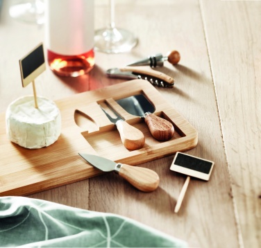 Logotrade promotional giveaway image of: Bamboo Cheese board set Leipzig