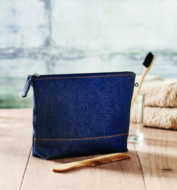 Logotrade corporate gift image of: Recycled denim cosmetic pouch
