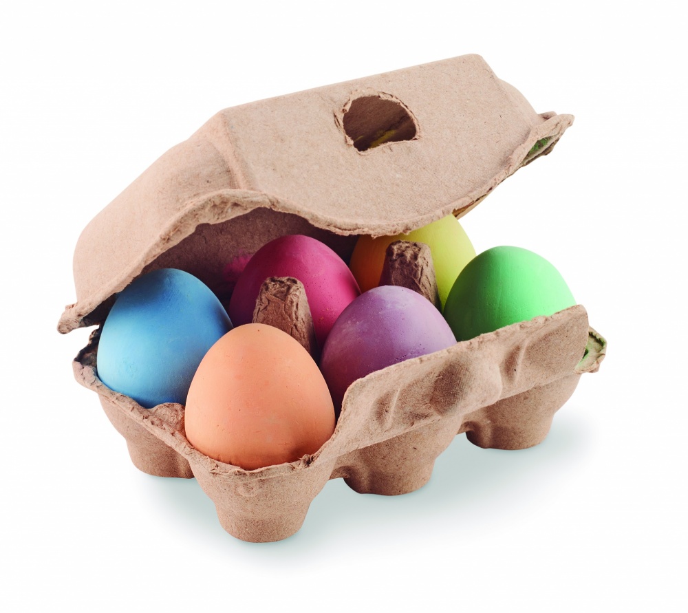 Logo trade promotional merchandise picture of: 6 chalk eggs in box