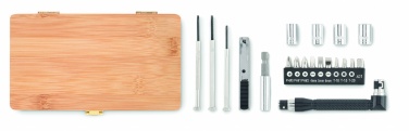 Logo trade promotional merchandise picture of: 21 pcs tool set in bamboo case
