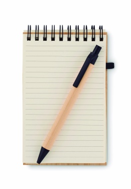 Logo trade promotional gift photo of: A6 bamboo notepad with pen SONORABAM