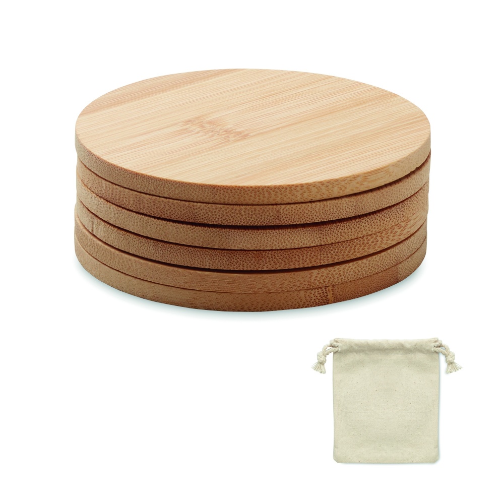 Logo trade promotional items image of: Set of 6 bamboo coasters