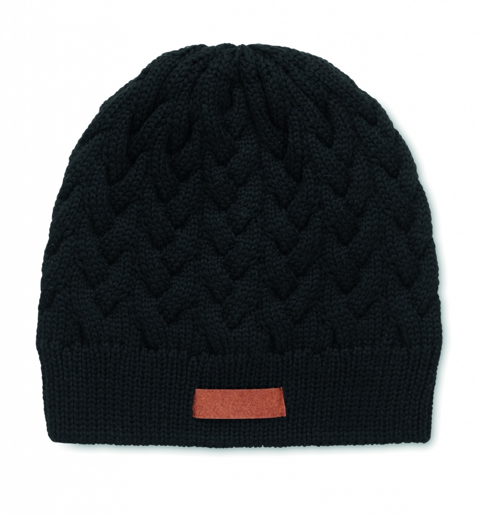 Logotrade advertising products photo of: Cable knit beanie in RPET