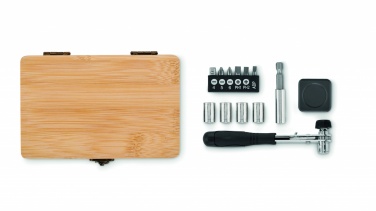Logo trade corporate gifts image of: 13 piece tool set, bamboo case
