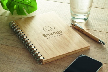 Logotrade corporate gift image of: A5 ring bound Bamboo notebook