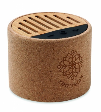 Logo trade business gifts image of: Round cork wireless speaker