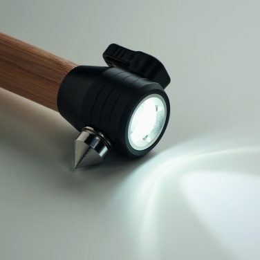 Logo trade promotional item photo of: 3-in-1 bamboo flashlight with an emergency hammer and seatbelt cutter